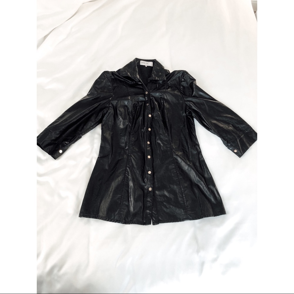House of CB Faux Leather Button Top